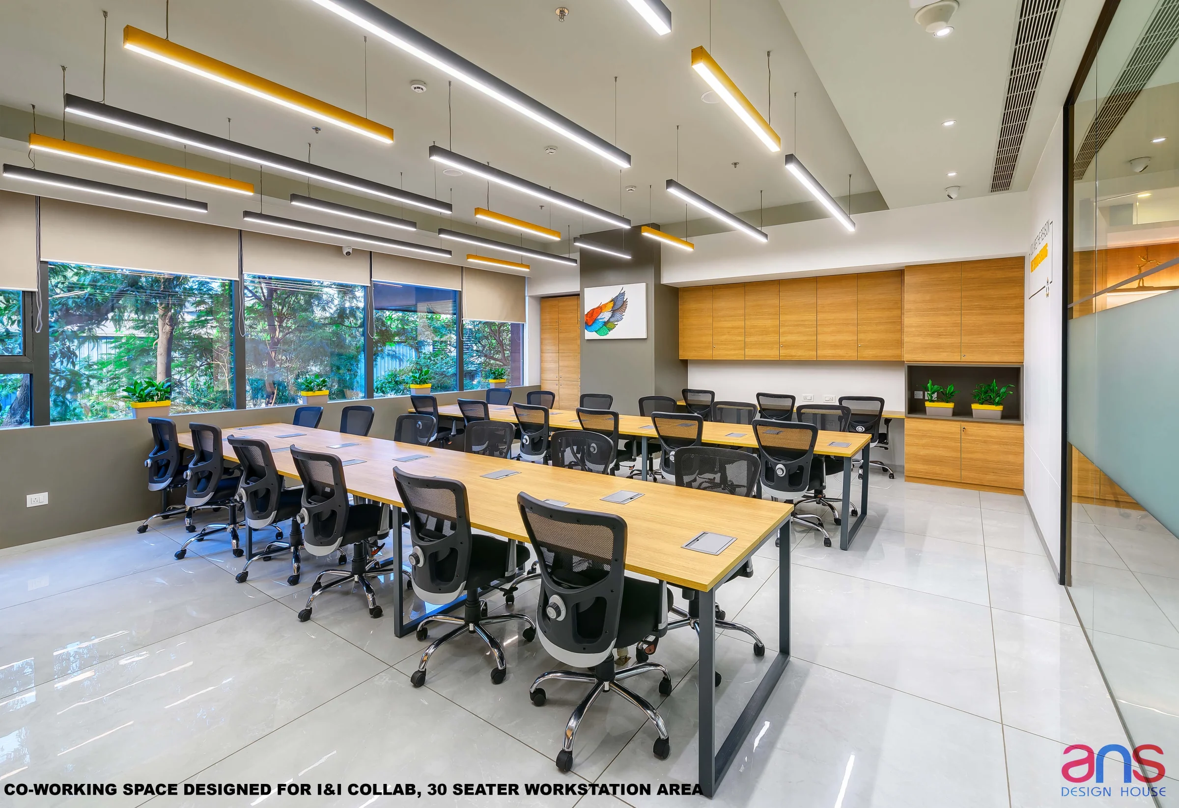 I & I Collab corporate office, Thane: open workspace by the windows