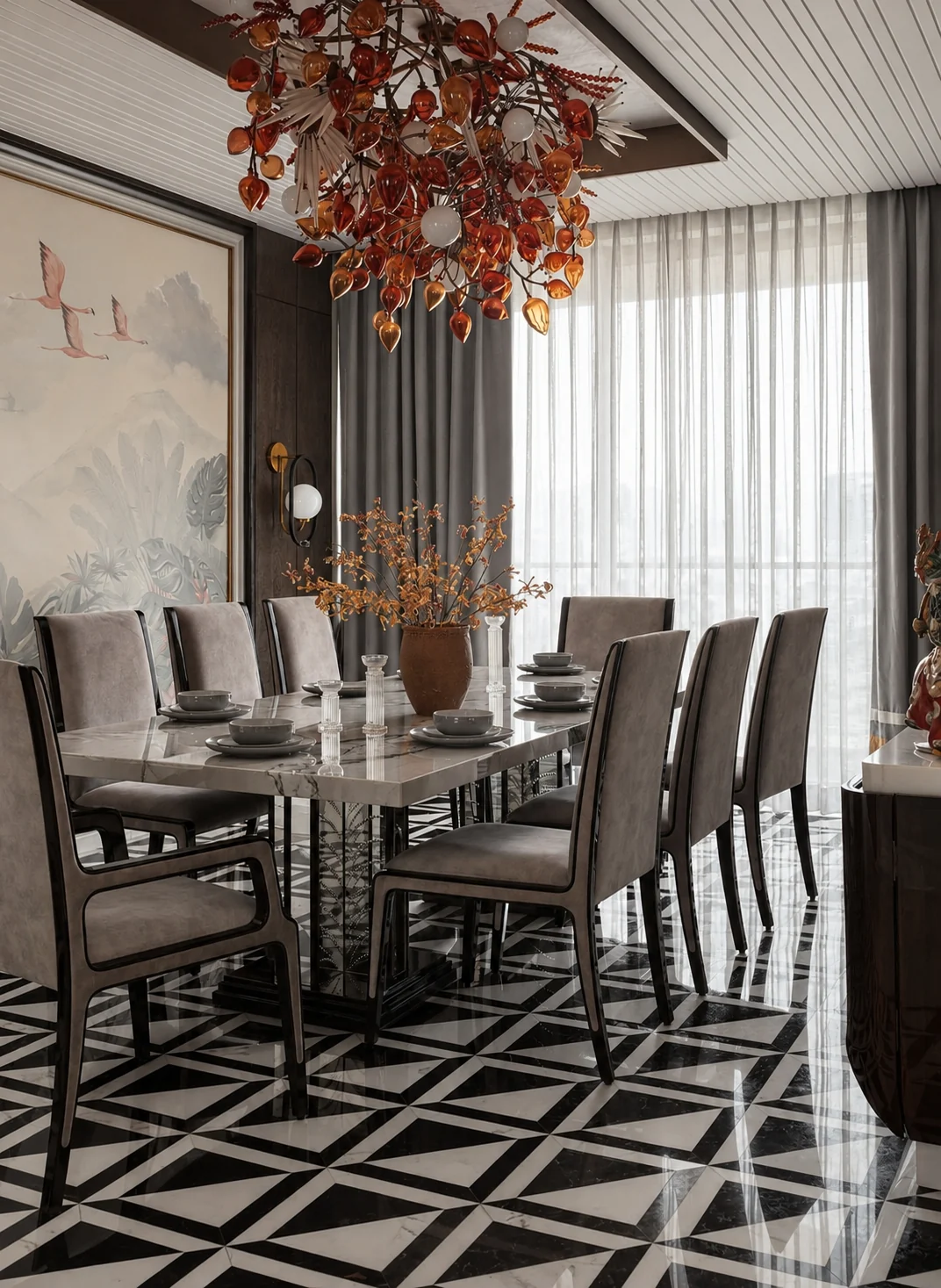 Luxury residence, Kolkata: dining room