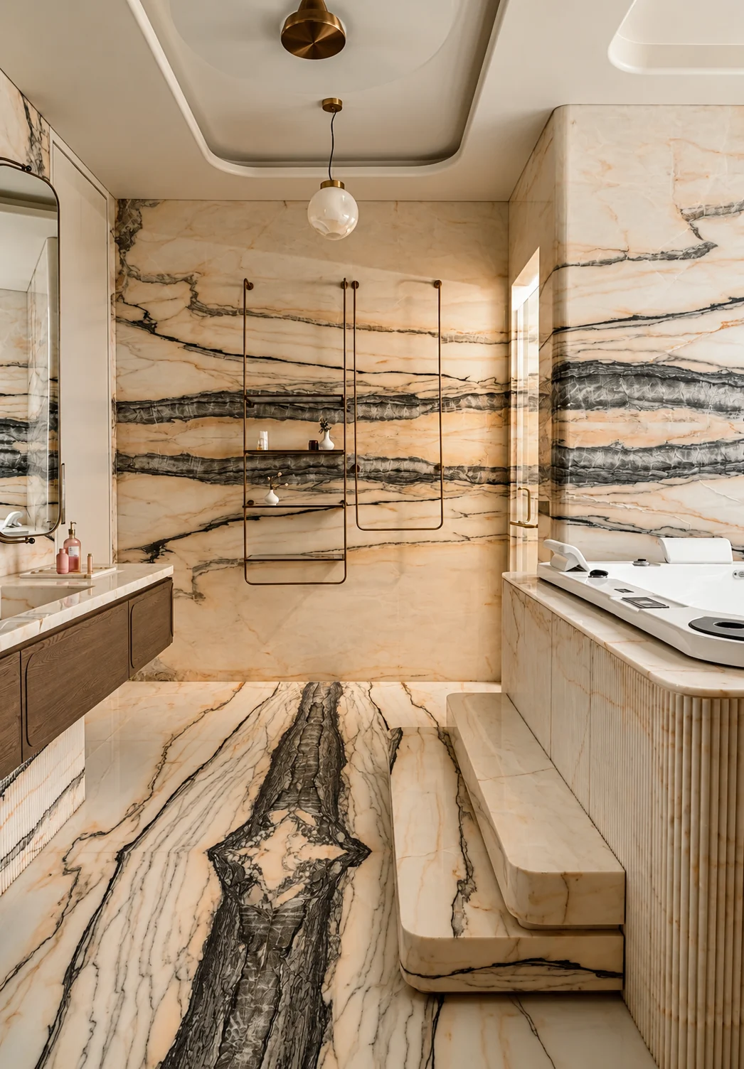 Luxury villa, Jaipur: marble bathroom