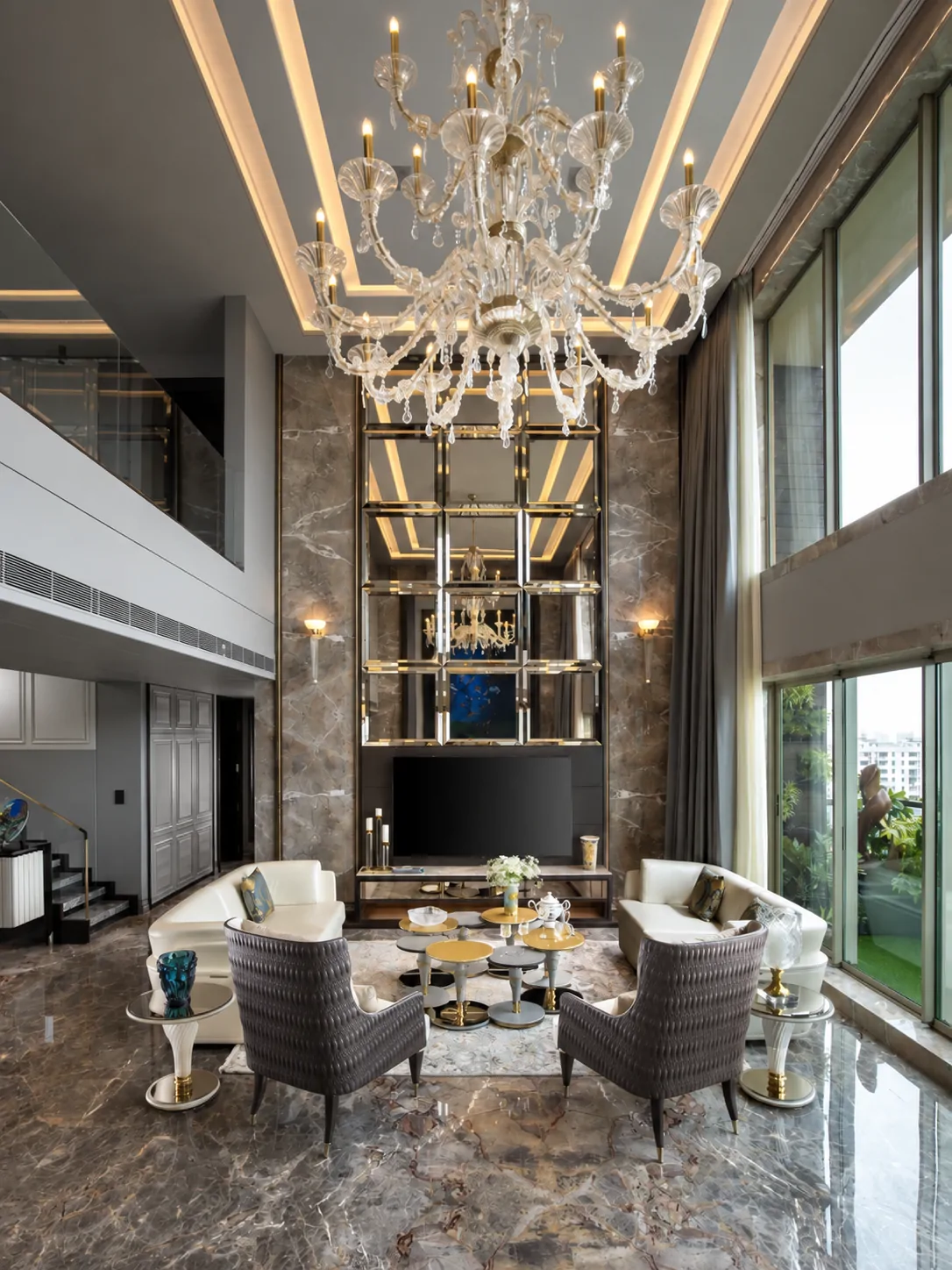 Luxury Villa Kolkata: double-height living room