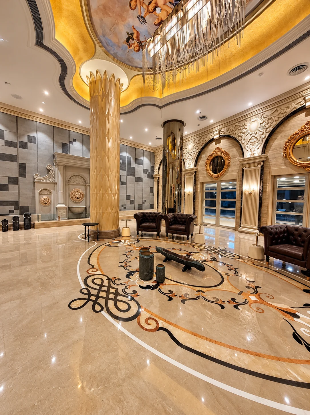 Paradise Group lobby, Navi Mumbai: lobby and inlaid floor