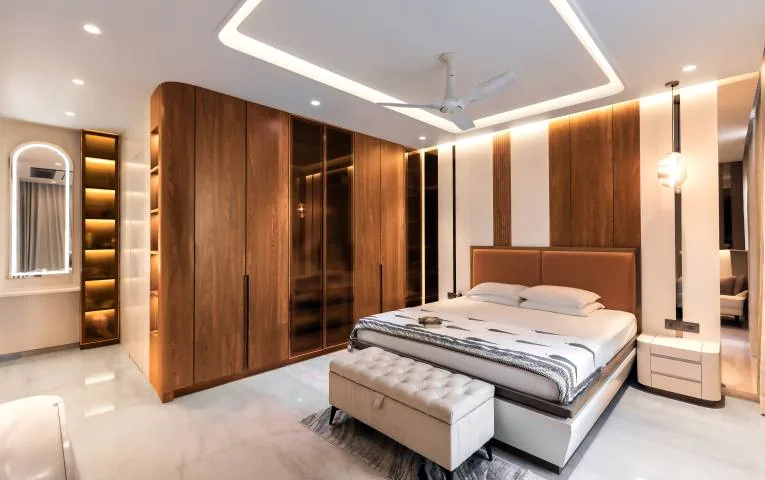 Mulund residence, Mumbai: bedroom and wardrobes