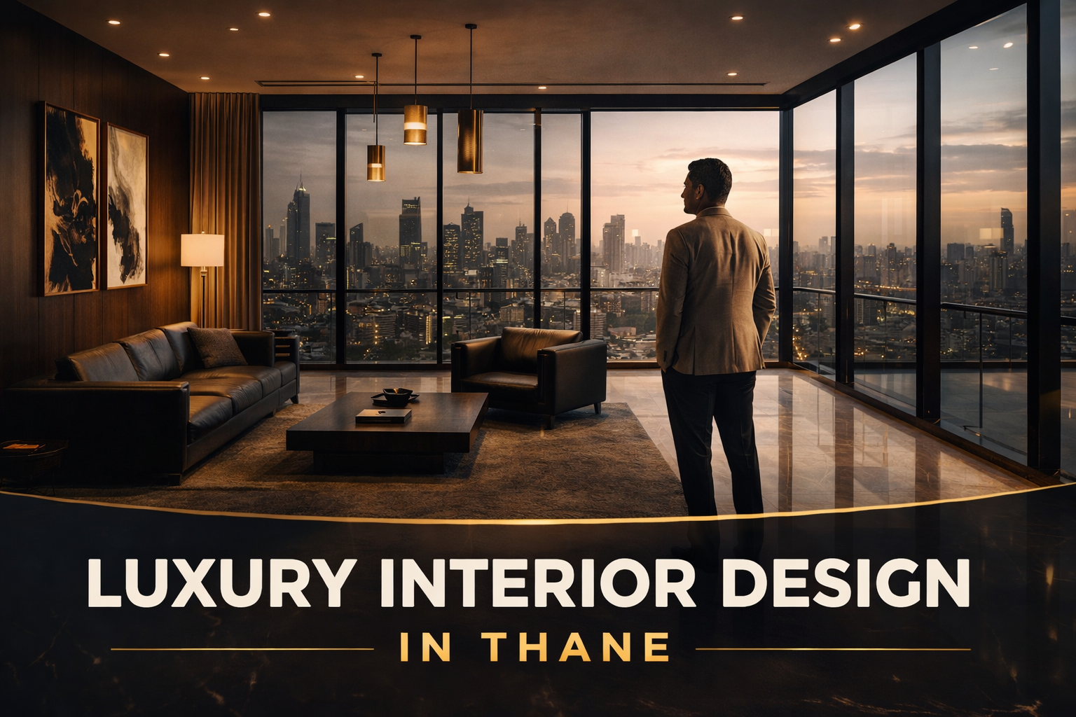 How to Find the Best Interior Designer in thane 1 Luxury interior design in Thane featuring modern living room with city view and premium furnishings